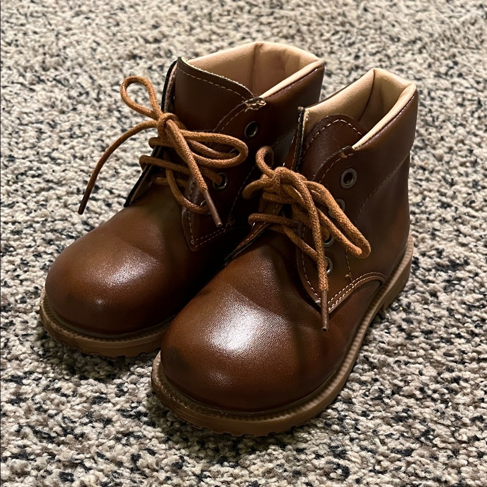 Brown Leather Kids Boots